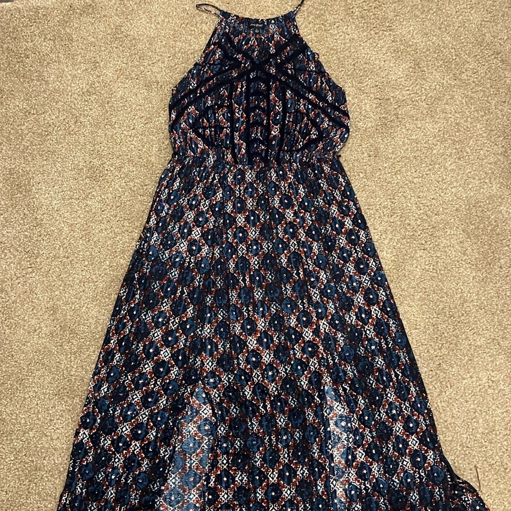 Lucky Brand Boho‎ Halter Maxi Dress Size Large